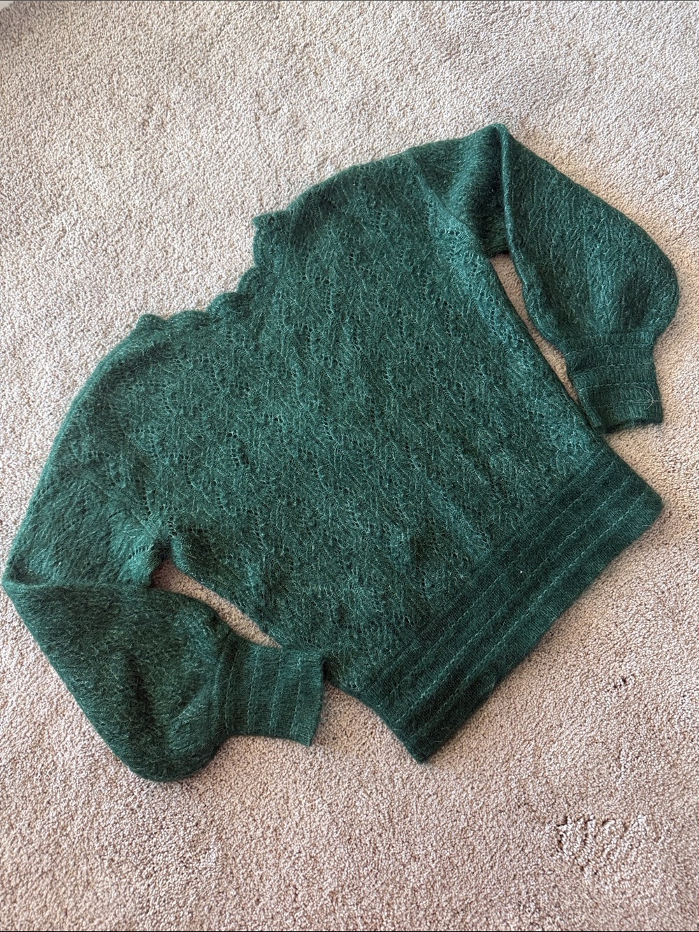 Sèzane Bottle Green Nathalia Jumper Merino Wool Mohair Knit Sweater - Picture 3 of 7